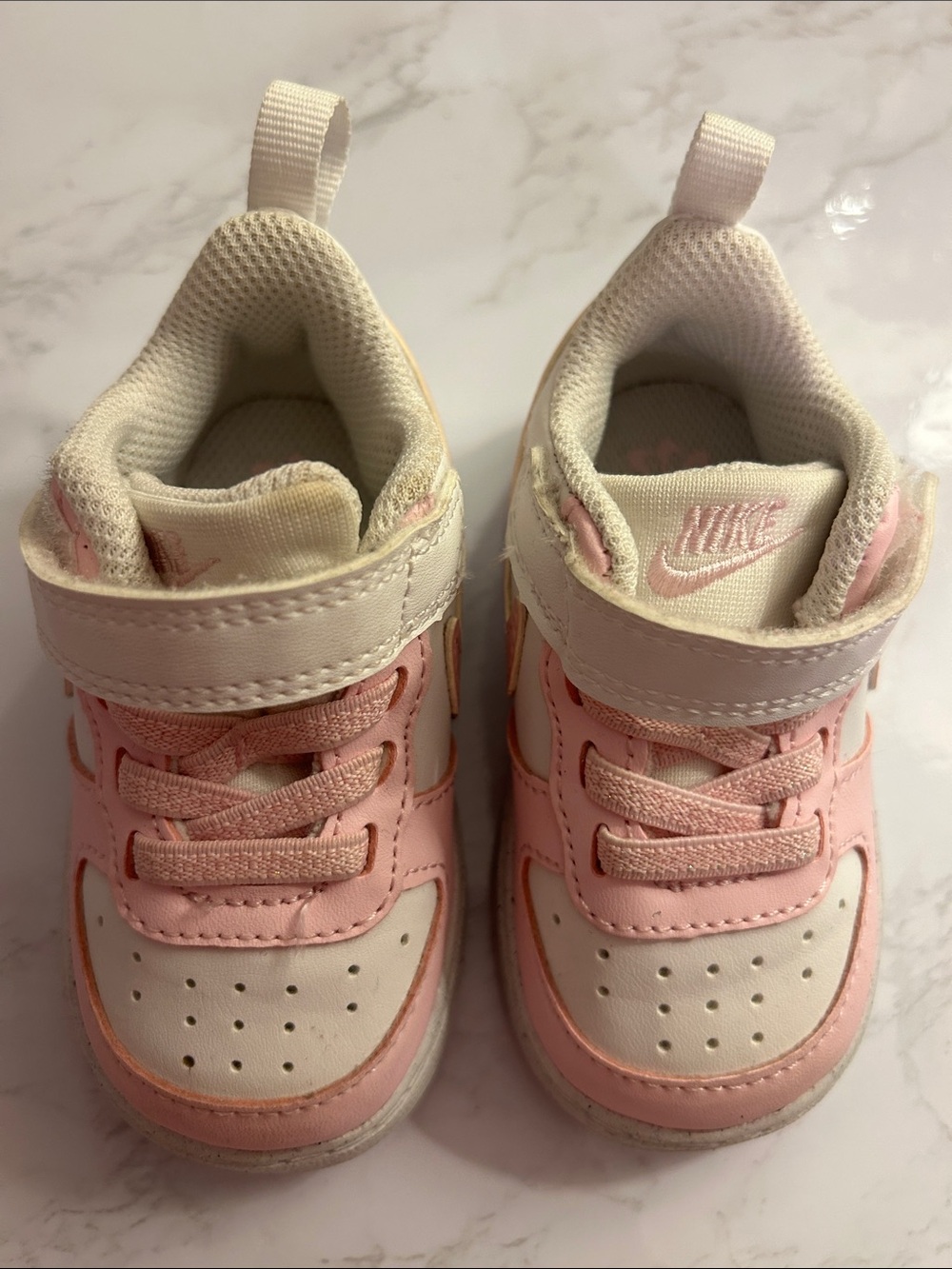 Nike Pink and White Hook-and-Loop Sneakers